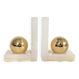 Onyx and Brass Bookends | Modernist Orbs | Art Deco Germany
