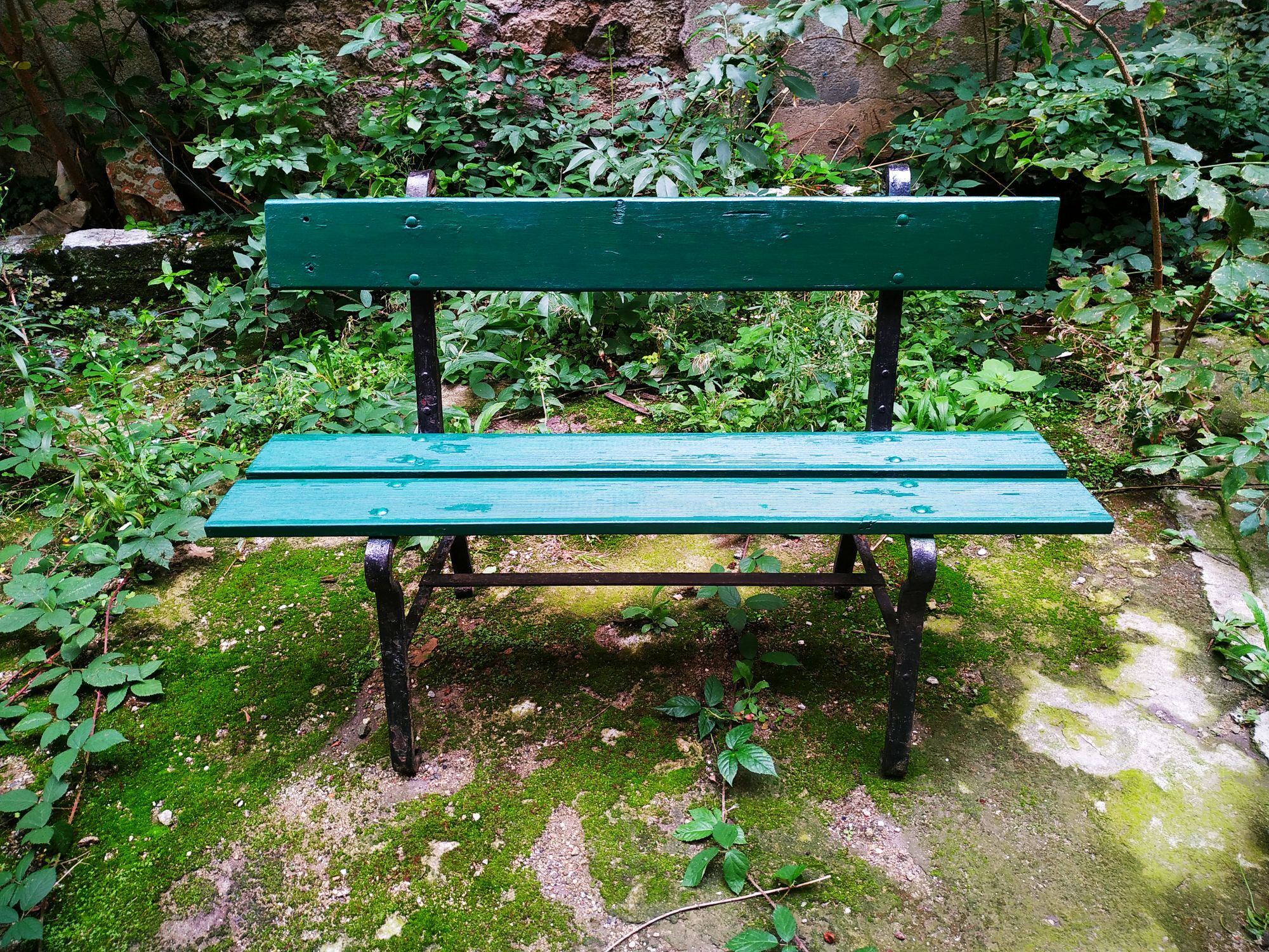 Garden bench wood and cast iron