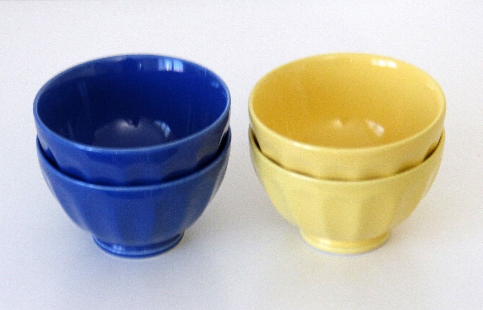 4 afibel blue and yellow porcelain bowls