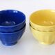 4 afibel blue and yellow porcelain bowls