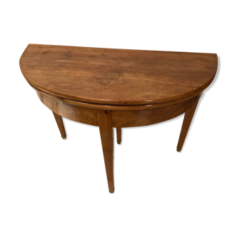 Table demi Lune en noyer et merisier