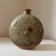 Vintage round, flat-bottomed stoneware bud vase