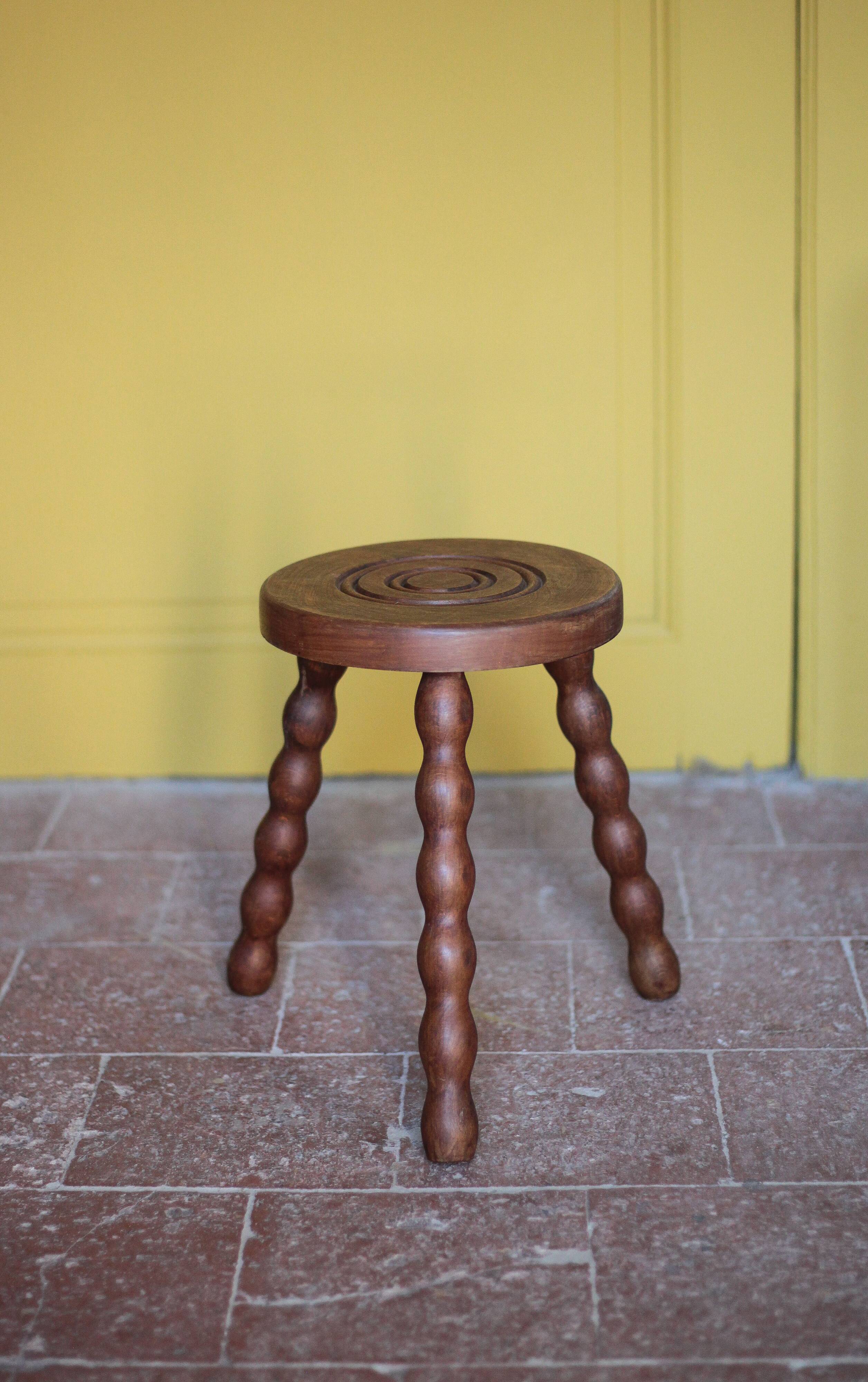Vintage stool, wooden stool, tripod stool, accent chair