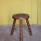 Vintage stool, wooden stool, tripod stool, accent chair