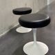 2x Eero Saarinen Tulip Stools black leather Knoll