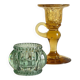 Bougeoirs vintage en verre teinté