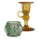 Bougeoirs vintage en verre teinté