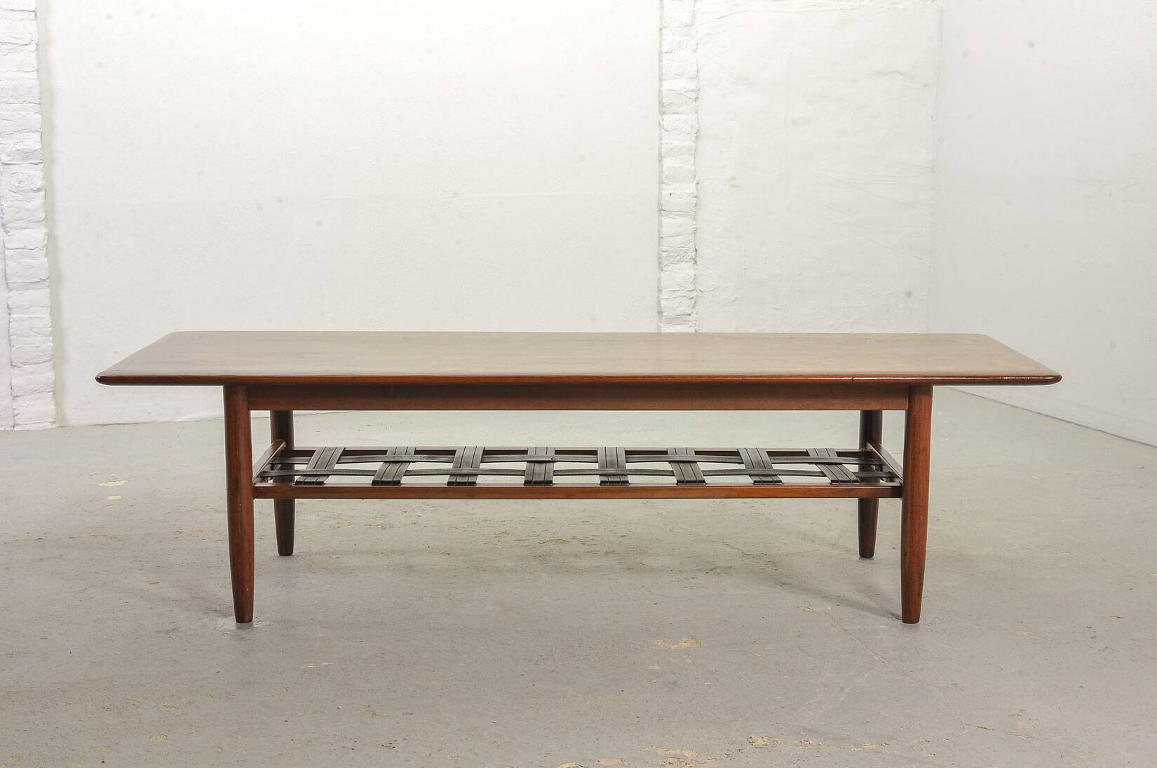 Topform Dutch Design Rosewood Coffee Table with Leather Magazine Holder 60s