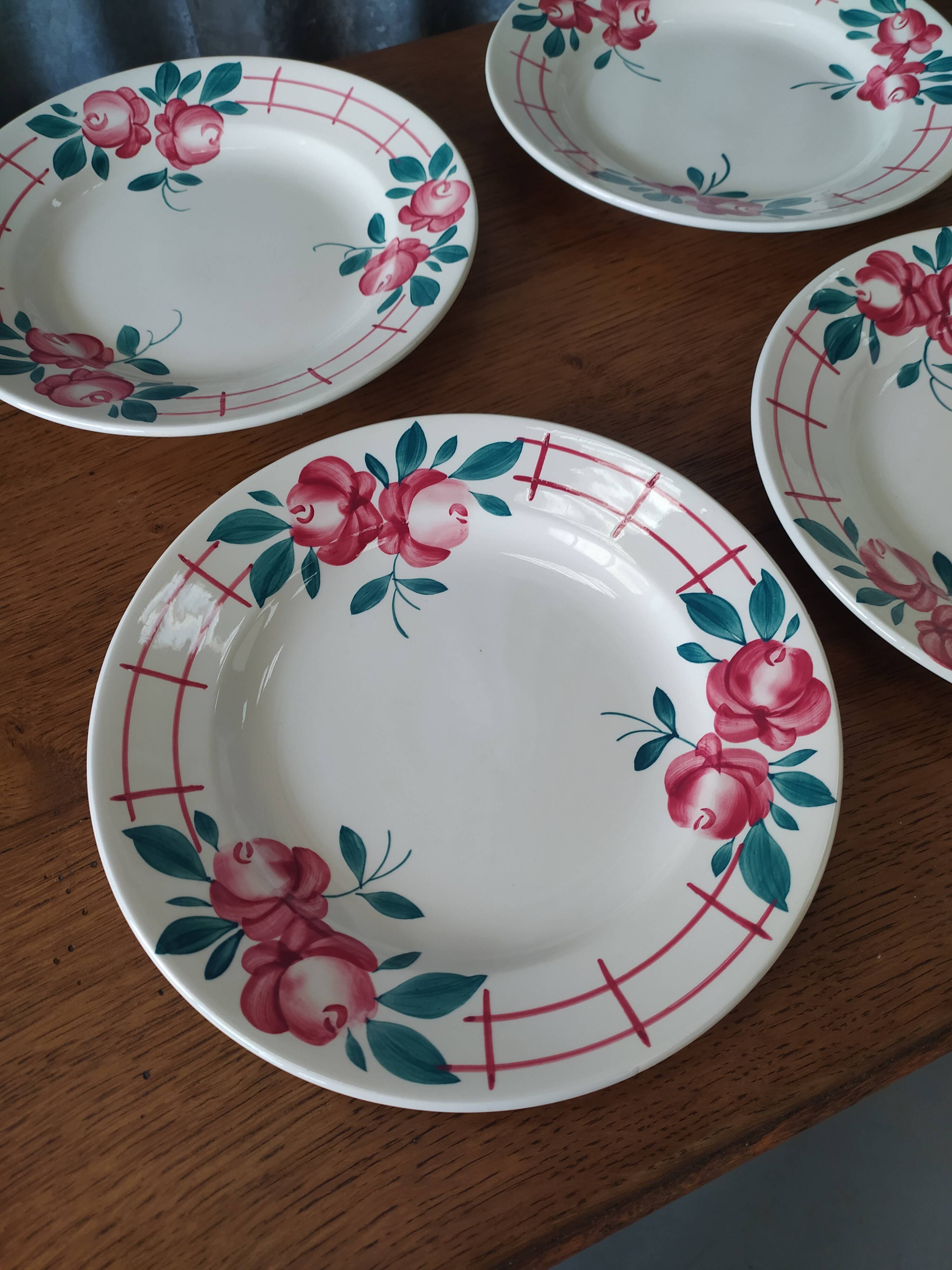 Set of 4 flat plates sarreguemines Beauséjour