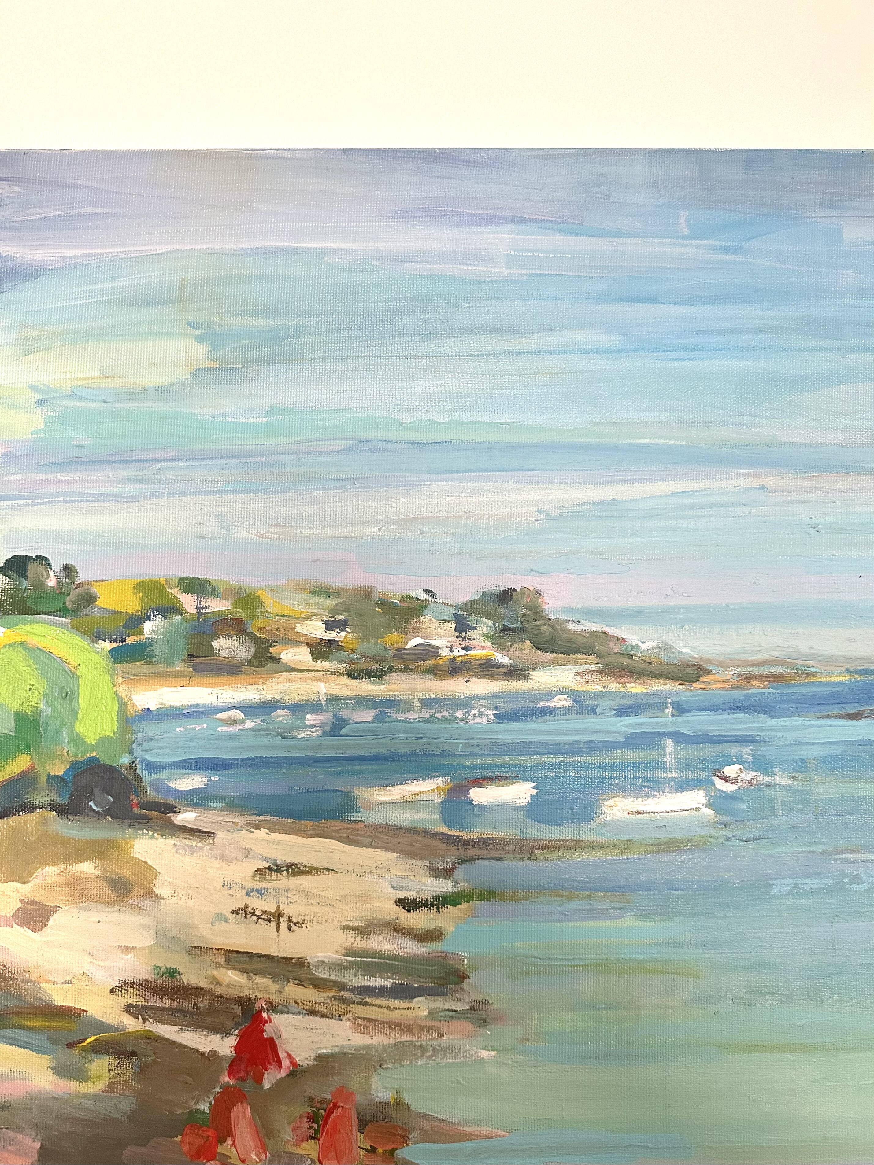 Huile sur toile paysage de port fleuri