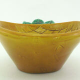 Yellow and green ceramic salad - pineapple-shaped barbotine - Vallauris France - vintage 60s