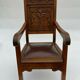 Pair of armchairs trone XIX eme neo gothic sculpts leather seat