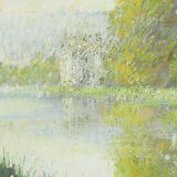 Pastel représentant un paysage au bord de l'eau par Gregory Davies
