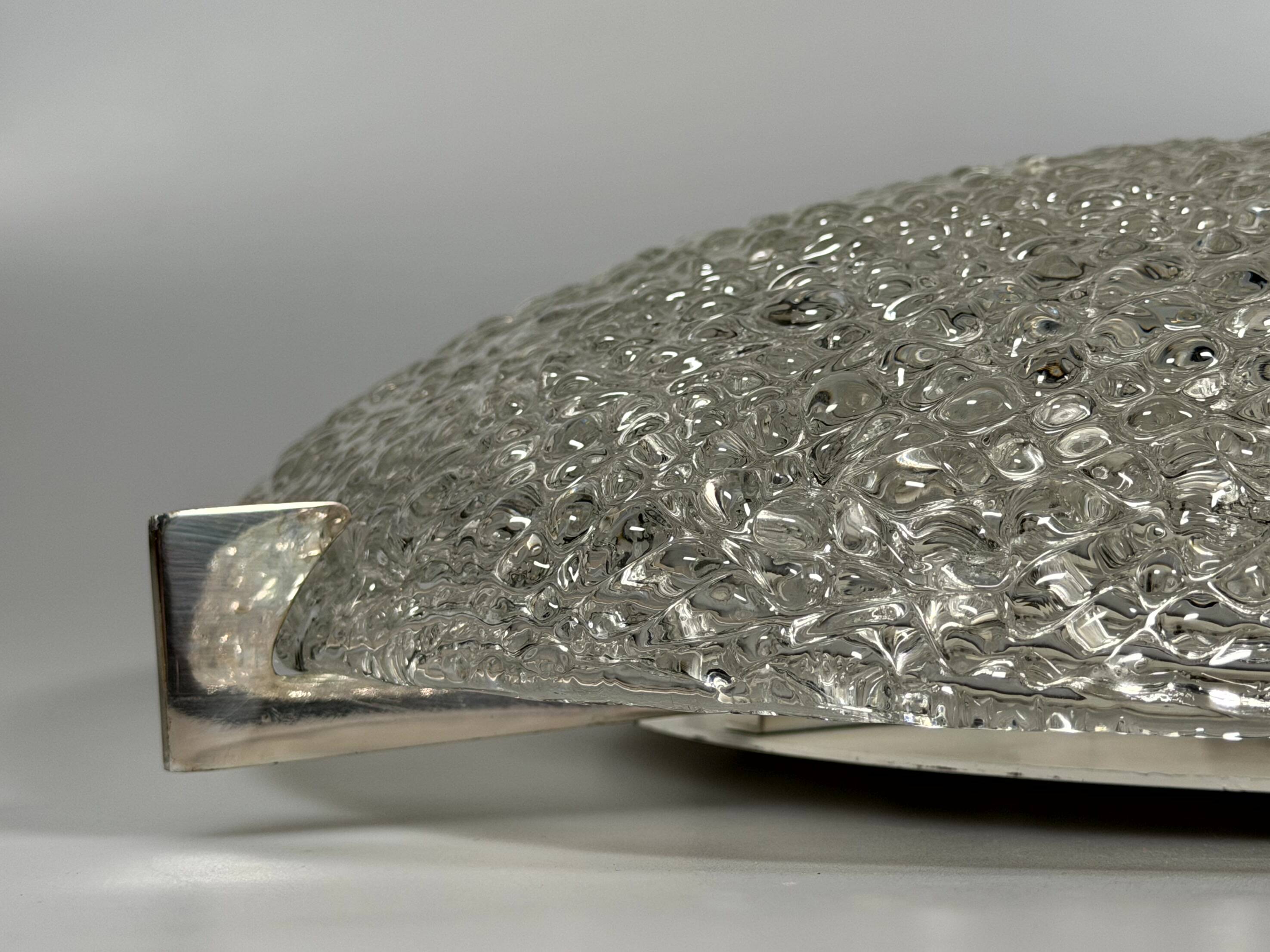 1960s 1970s Ice Glass Flush Mount from by Kaiser Leuchten Germany