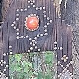 Ancient brutalist oriental wooden mirror 23x53cm