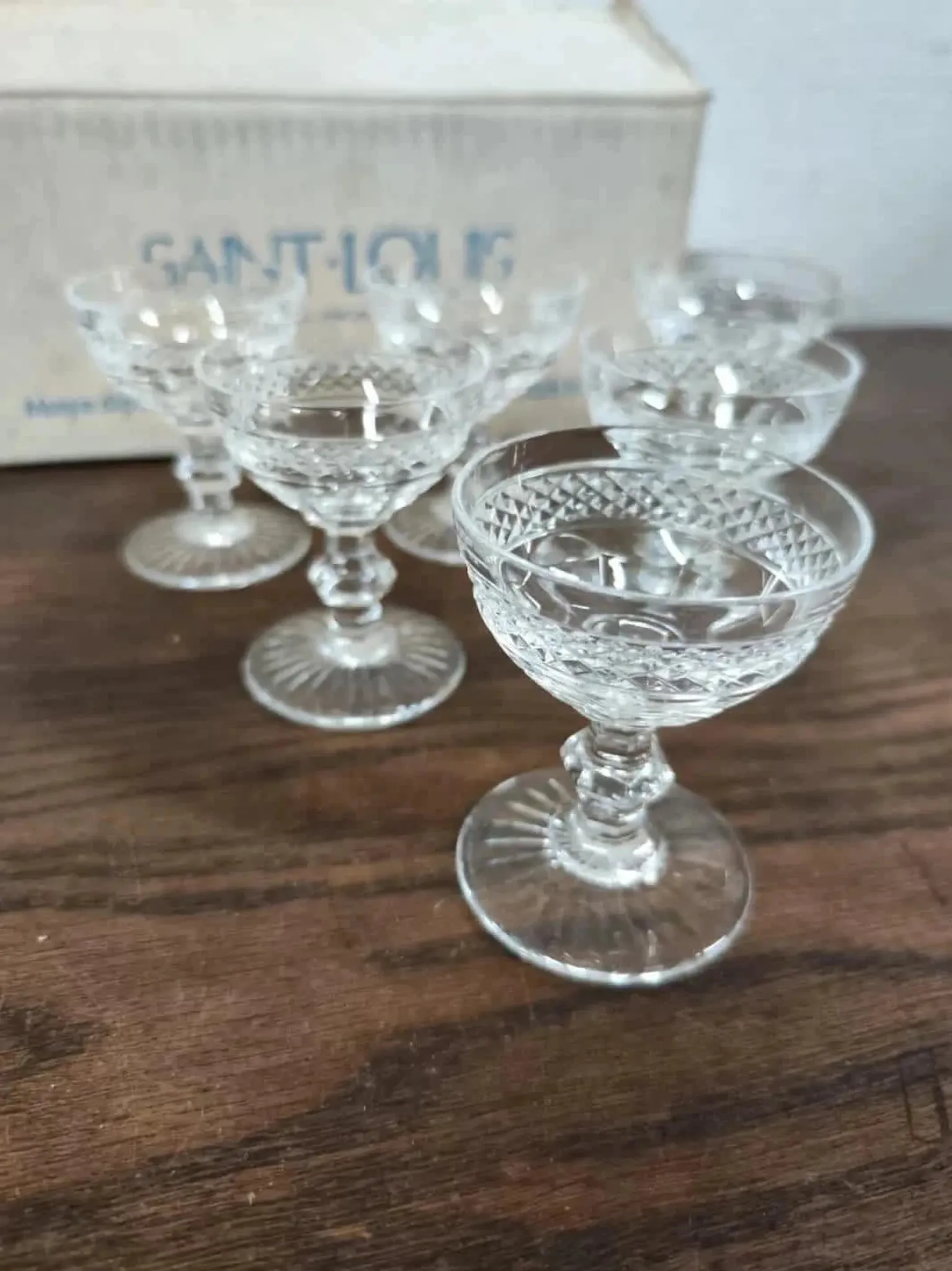 6 crystal digestif glasses from Saint Louis Trianon.