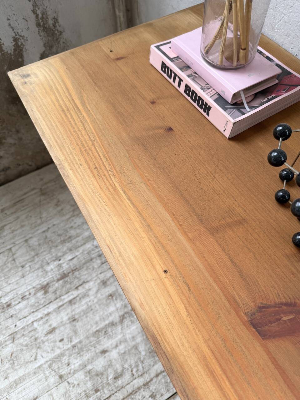 Oak and pine farmhouse console table