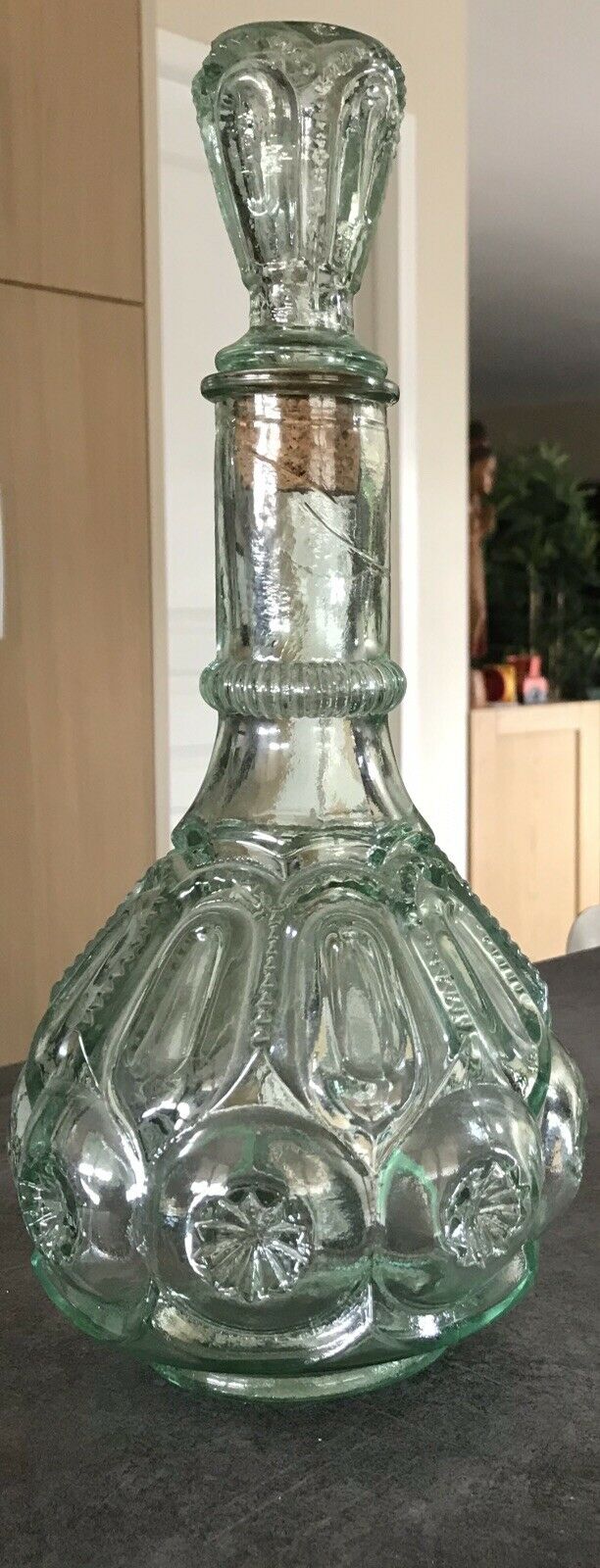 Bottle vial bottle vintage structured green glass molded cork cork