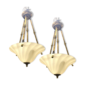 Italian Murano glass light pendants, 1980s, set of 2