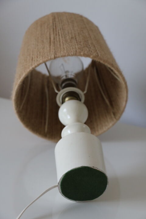 Lampe bois blanc avec abat-jour corde