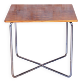 Table Bauhaus en noyer caucasien et chrome attribuée à Robert Slezák, tchèque, années 1930.