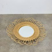 Miroir soleil rotin vintage années 60