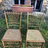 Pair of caned chairs in gilded wood