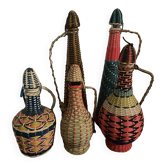 Series of 5 vintage scoubidou bottles