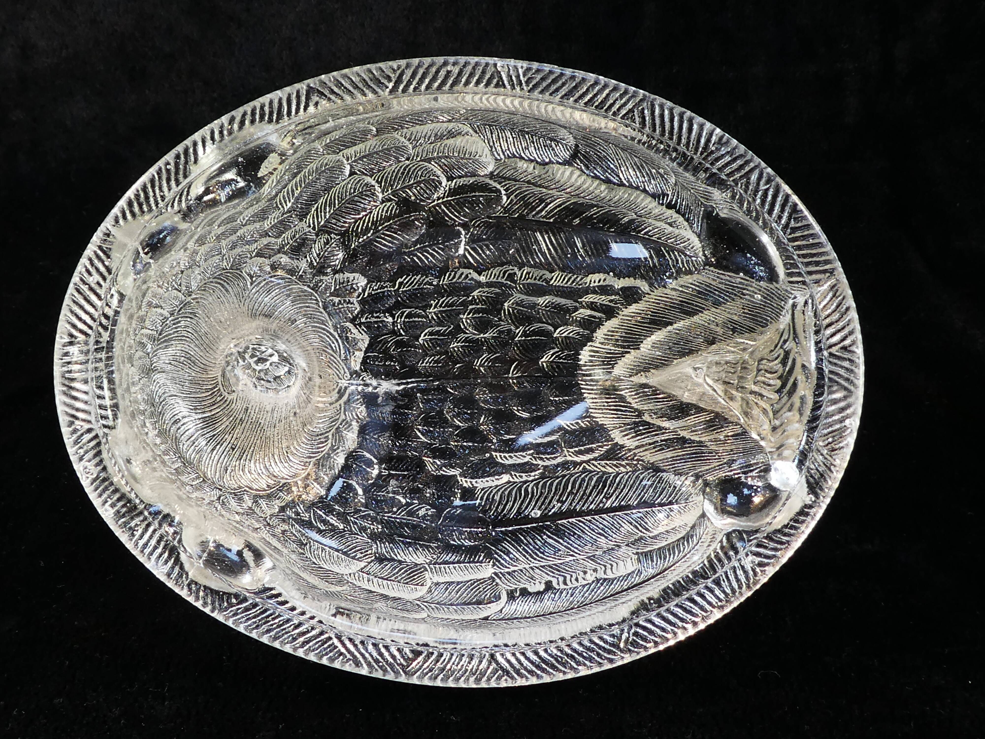 Large hen bonbonniere glass box style portieux vallerysthal