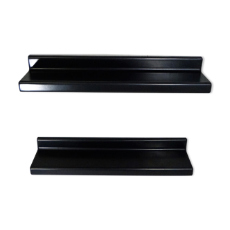 Set of 2 black fiberglass wall shelves, 1960’s