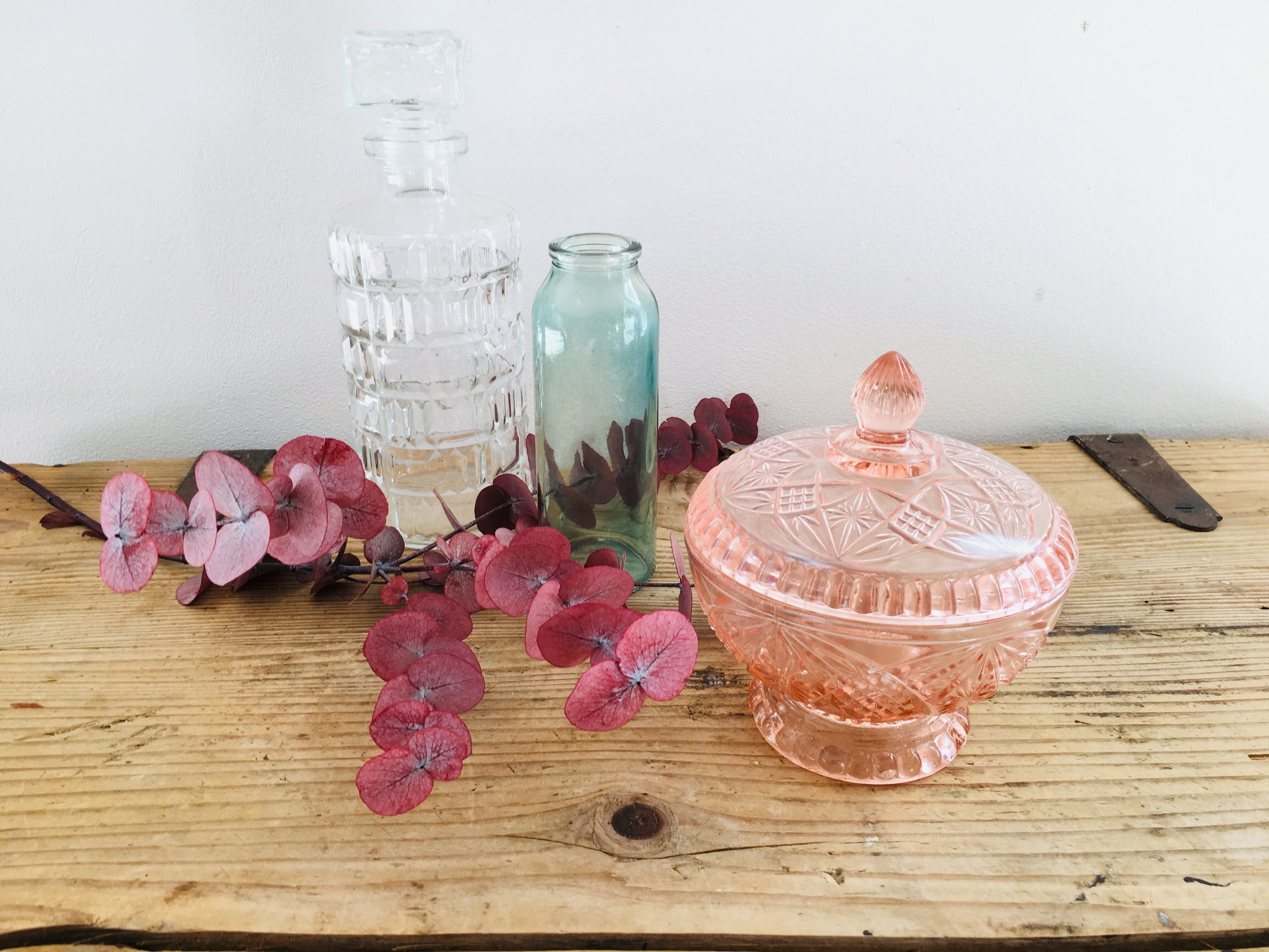 Pink glass candy box