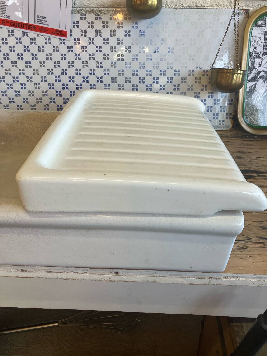 Vintage Ceramic Stamp Sink with Farmhouse Drainer