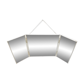 White metal triptych mirror 28x30cm