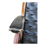 Fauteuil de bateau chesteefield en acajou et cuir