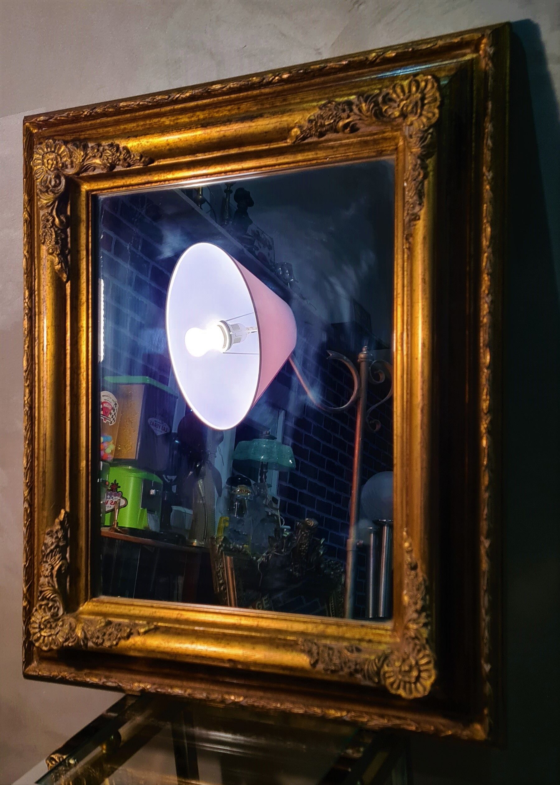 Mirror wood patina gold 58x70