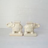 Serre-livres éléphants en céramique