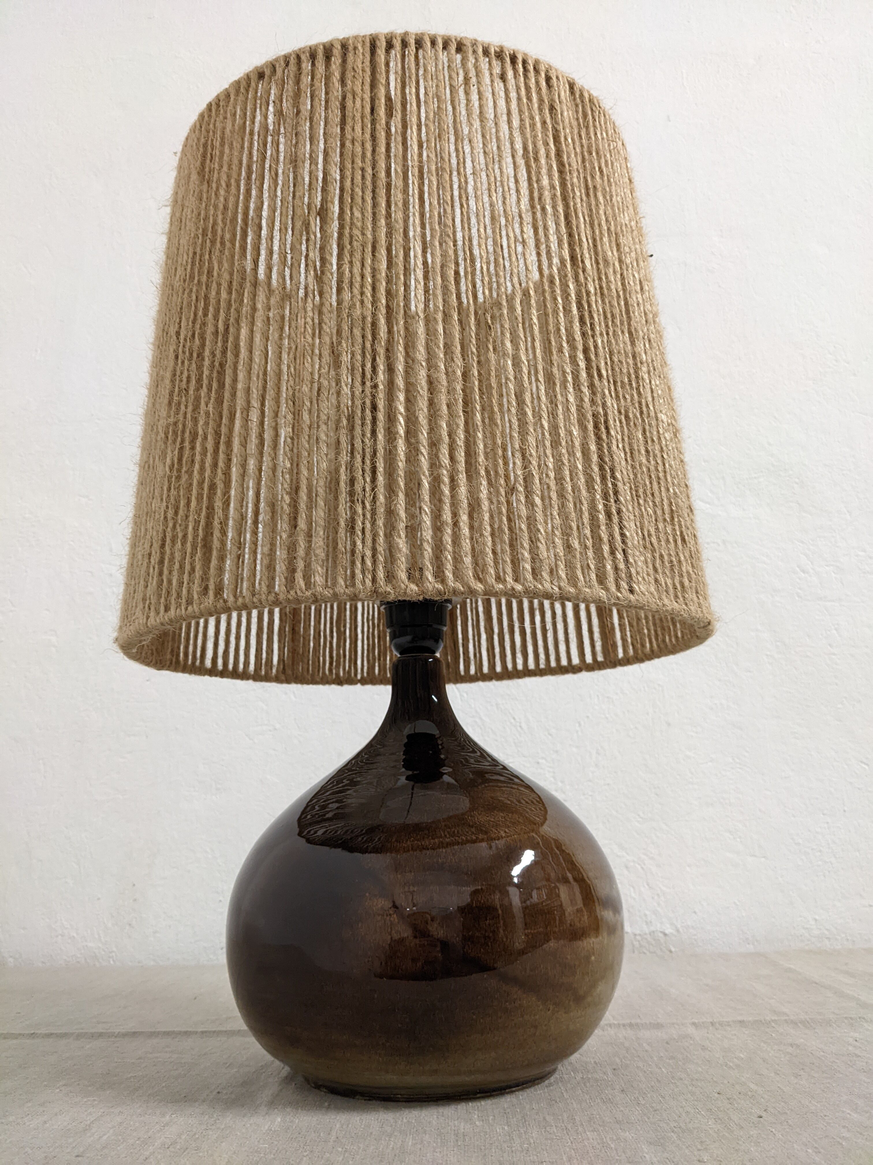 Vintage ceramic lamp and jute rope