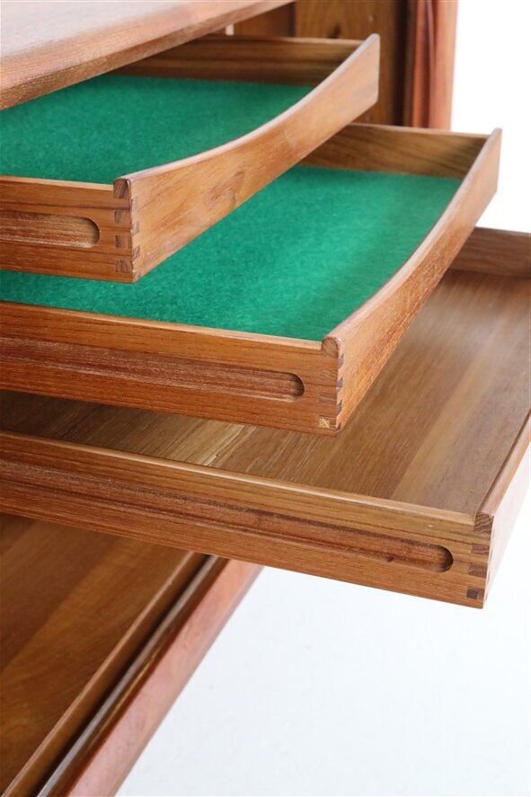 Bernhard Pedersen & Søn teak sideboard with tambour doors / Danish Mid-Century Modern design / 1960s