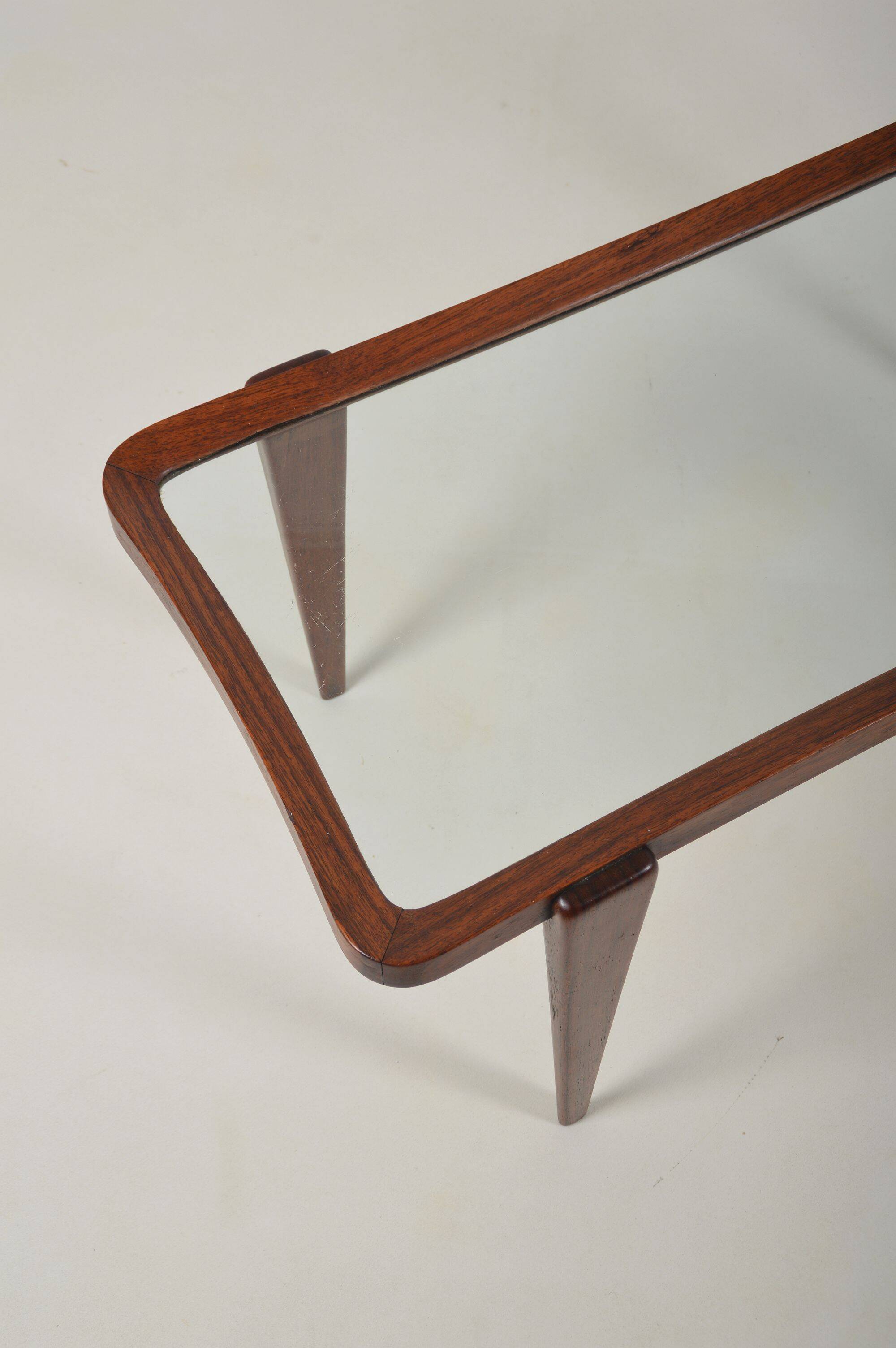 Italian coffee table with glass top in the style of Ico Parisi, 1950s