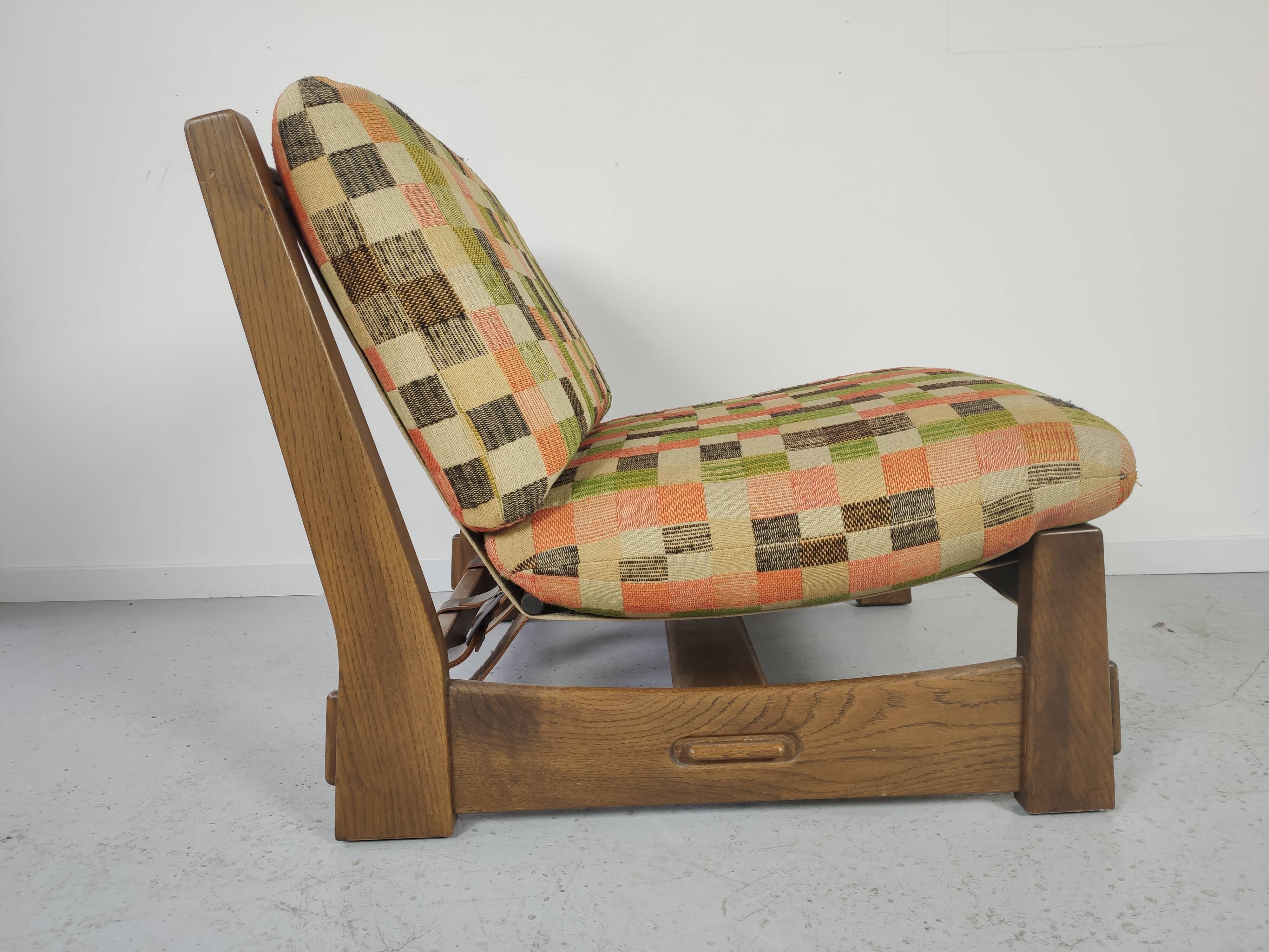 Pair of vintage oak armchairs 1970