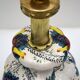 Grande lampe vintage en céramique (97 cm) à décor floral, années 1950