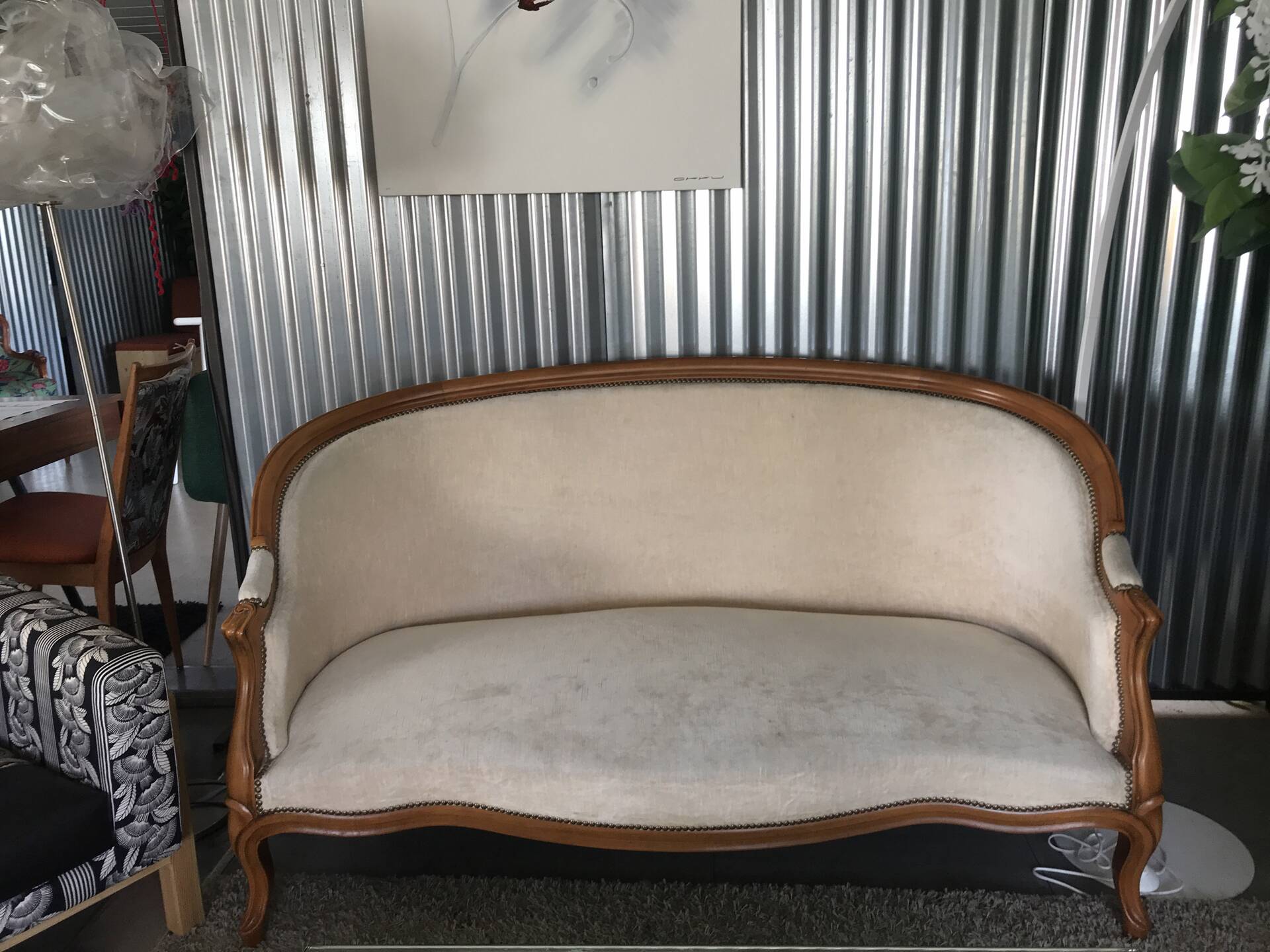 Louis XV style three-seater basket sofa
