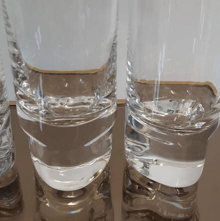 Six Pitagora model glasses designed by Marco Zanuso for Arnolfo di Cambio.