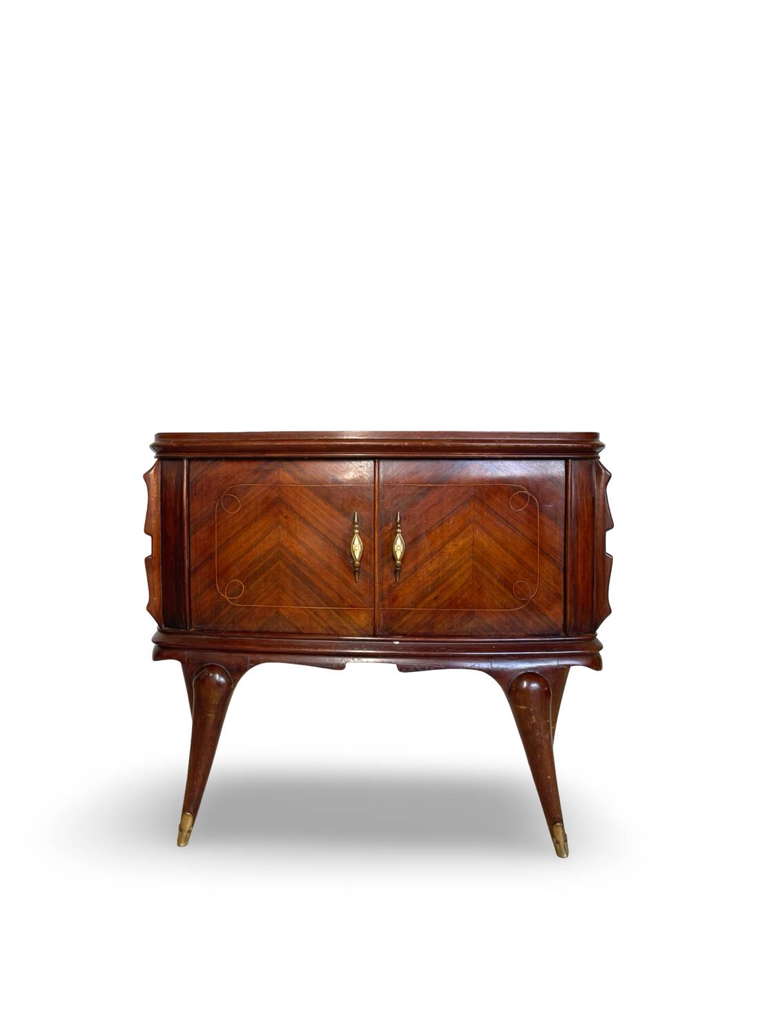 Tables de chevet plaquées en palissandre avec plateau en onyx vert