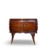 Tables de chevet plaquées en palissandre avec plateau en onyx vert