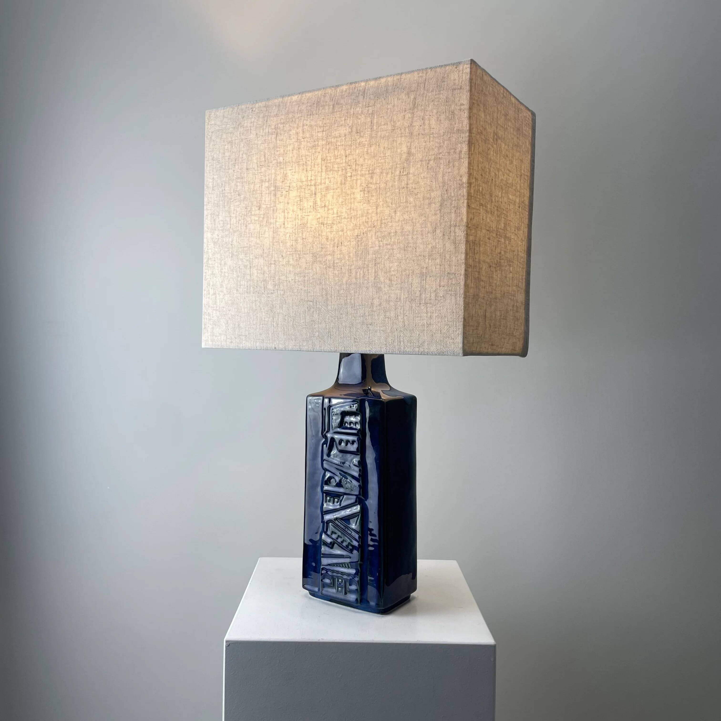 Danish blue ceramic table lamp by Désirée Stentoj, 1960.
