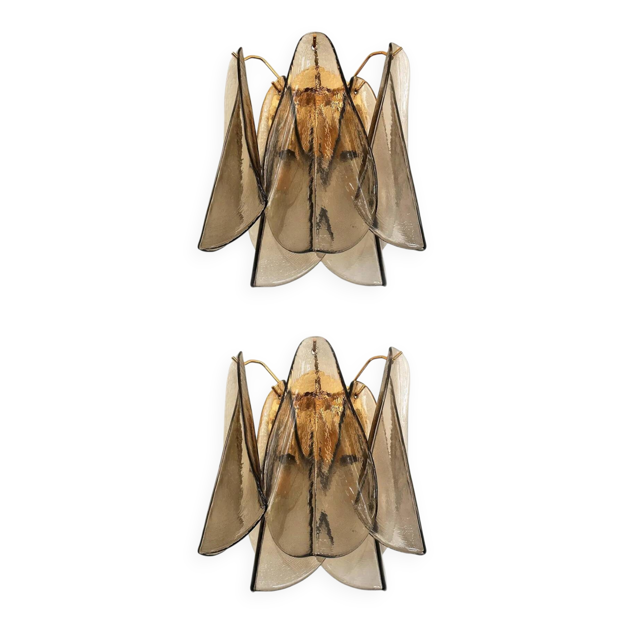 Contemporary Modern Smoked-Fumè "Rondini" Murano Wall Sconces - Set of Two