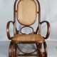 Vintage curved wood rocking chair for children with recent caning model D912.