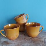 Large Arcopal France Volcan model mugs from 1970, caramel mustard