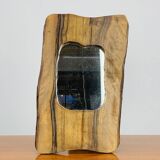 Miroir brutaliste bois d'olivier, vintage